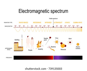 Diagram Of The Electromagnetic Spectrum. Illustration Showing Various Properties Across The Range Of Frequencies And Wavelengths