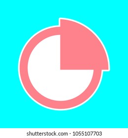 Diagram element icon. Vector. Magenta icon with white sticker contour at sky blue background. Isolated.