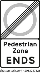 Diagram, End of restrictions associated with a pedestrian zone, road signs in the United Kingdom