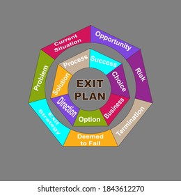 Diagram of Exit Plan with keywords. EPS 10 - isolated on gray background