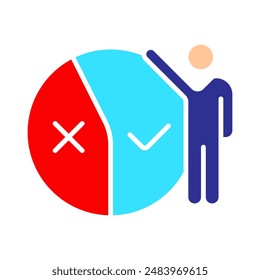 Diagram with exit poll icon. Elections, analysis, evote, check stamps, voting, candidate, voter, polling station, president, parliament, electronic voting, debate, election campaign.