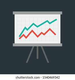 diagram finance graphic red and green color line icon in flat style isolated. Vector Symbol illustration.