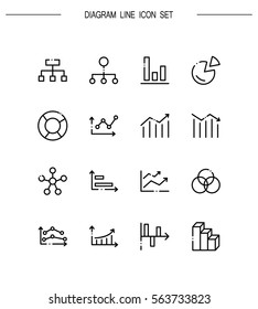 Diagram flat icon set. Collection of high quality outline symbols for web design, mobile app. Diagram vector thin line icons or logo.
