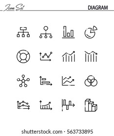 Diagram flat icon set. Collection of high quality outline symbols for web design, mobile app. Diagram vector thin line icons or logo.