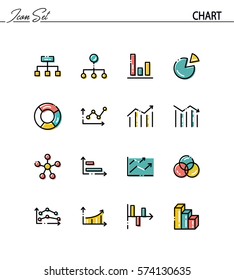 Diagram flat icon set. Collection of high quality outline symbols for web design, mobile app. Diagram vector thin line icons or logo.