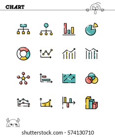 Diagram flat icon set. Collection of high quality outline symbols for web design, mobile app. Diagram vector thin line icons or logo.