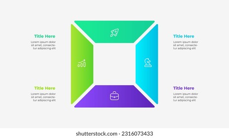 Diagram in the form of a square divided into 4 parts. Vector cycle infographic.