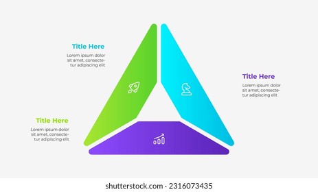 Diagrama en forma de triángulo dividido en 3 partes. Infografía del ciclo vectorial.