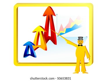 The diagram in a framework with the businessman