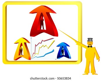 The diagram in a framework with the businessman
