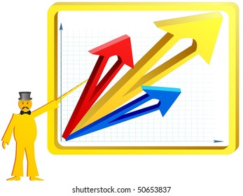 The diagram in a framework with the businessman