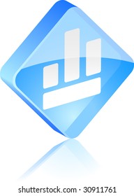 Diagram glass button. Vector illustration.
