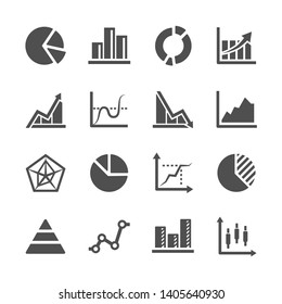 Diagram And Graph Of Data Vector Icon Set