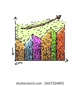 diagram graph hand drawn. network visualization, analytics trend, axis grid diagram graph vector sketch. isolated color illustration