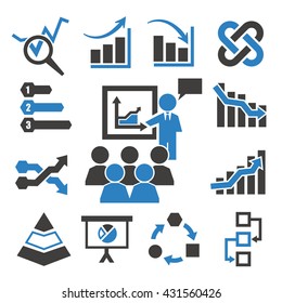diagram, graph icon set