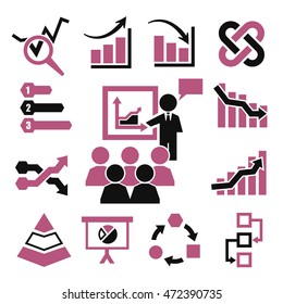 diagram, graph icon set