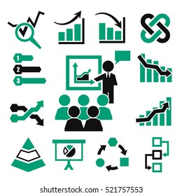 diagram, graph icon set