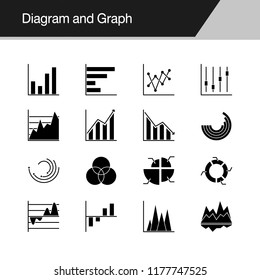 Diagram and Graph icons. Design for presentation, graphic design, mobile application, web design, infographics, UI. Vector illustration.
