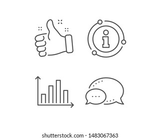 Diagram graph line icon. Chat bubble, info sign elements. Column chart sign. Market analytics symbol. Linear diagram graph outline icon. Information bubble. Vector