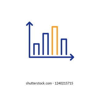 Diagram graph line icon. Column chart sign. Market analytics symbol. Colorful outline concept. Blue and orange thin line color Diagram graph icon. Vector