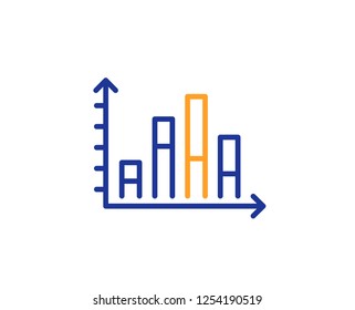 Diagram graph line icon. Column chart sign. Market analytics symbol. Colorful outline concept. Blue and orange thin line color Diagram graph icon. Vector
