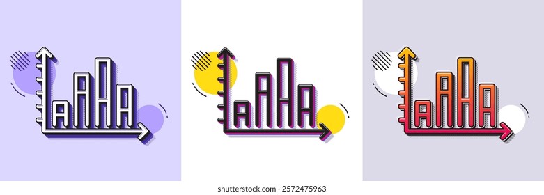 Diagram graph line icon. Halftone dotted pattern. Gradient icon with grain shadow. Column chart sign. Market analytics symbol. Line diagram graph icon. Various designs. Vector