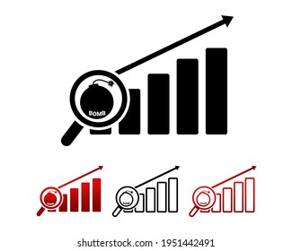 Diagram graph showing increase of war. The incidence of a bomb exploding increases. Illustration vector