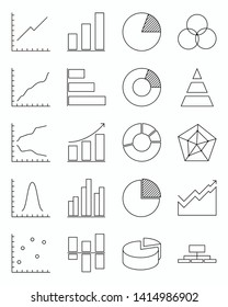 Diagram and graphs. Black vector icon