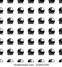 diagram and graphs vector icon seamless pattern, tiling ornament on white.