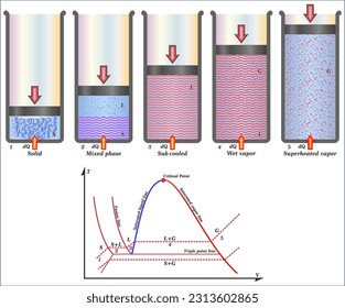 Diagram for the heating process of a pure substance.