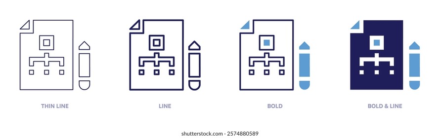 Diagram icon in 4 different styles. Thin Line, Line, Bold, and Bold Line. Duotone style. Editable stroke.