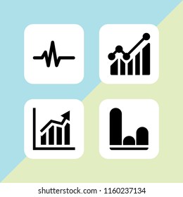 diagram icon. 4 diagram set with ascendant bars graphic, pulse line and graph vector icons for web and mobile app