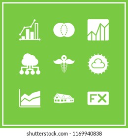 diagram icon. 9 diagram vector set. graphic of stats, pharmacy icon, diagrams and profits icons for web and design about diagram theme