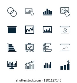 Diagram icon. collection of 16 diagram filled and outline icons such as graph, money chart, board, circle intersection, chart. editable diagram icons for web and mobile.