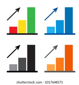 Diagram icon. Colored set of chart progress icon with arrow. Vector illustration