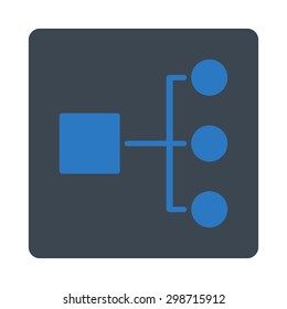 Diagram icon from Commerce Buttons OverColor Set. Vector style is smooth blue colors, flat square rounded button, white background.