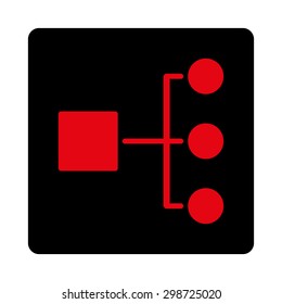 Diagram icon from Commerce Buttons OverColor Set. Vector style is intensive red and black colors, flat square rounded button.