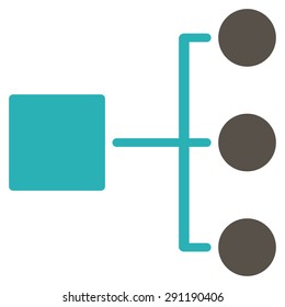 Diagram icon from Commerce Set. Vector style: bicolor flat symbol, grey and cyan colors, rounded angles, white background.