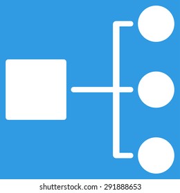 Diagram icon from Commerce Set. Vector style: flat symbol, white color, rounded angles, blue background.