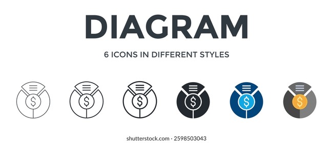 Diagram Icon In Different Style Vector Illustration. Designed In Thin Line, Regular Line, Bold Line, Glyph, Color Fill, And Flat Style Can Be Used For Web