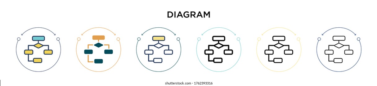 Diagram icon in filled, thin line, outline and stroke style. Vector illustration of two colored and black diagram vector icons designs can be used for mobile, ui, web