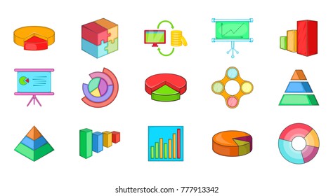 Diagram icon set. Cartoon set of diagram vector icons for web design isolated on white background