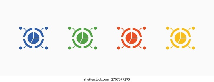 Diagram Icon Set Color Multiple Style Collection Element For Design