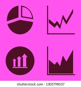 diagram icon set with graph, pie chart and growing graph vector illustration