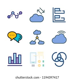 diagram icon set. vector set about line chart, pie chart, cloud computing icon and diagram id icons set.