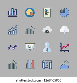 diagram icon set. vector set about report, bar chart, pie chart and blueprint icons set.