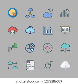 diagram icon set. vector set about report, bar chart, pie chart and cloud computing icons set.