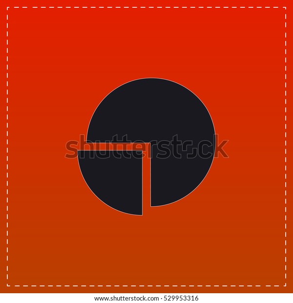 Diagram\
Icon Vector. Black flat button on red\
background