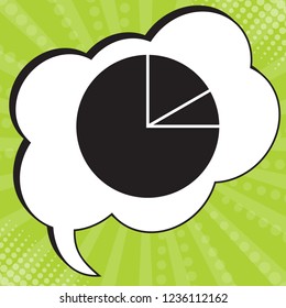 Diagram Icon. Vector. Black icon in speech bubble at popart yellow green background.