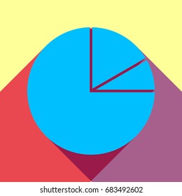 diagram Icon. Vector. Deep sky blue icon with two flat violet and raspberry semitransparent shadows on canary background.